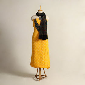  yellow 2pc Tie-Dye Cotton Bandhani Kurta with Ajrakh Dupatta