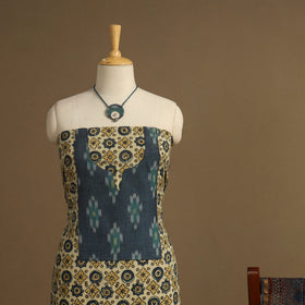 Yellow - 2pc unstitched dress material with jewellery set