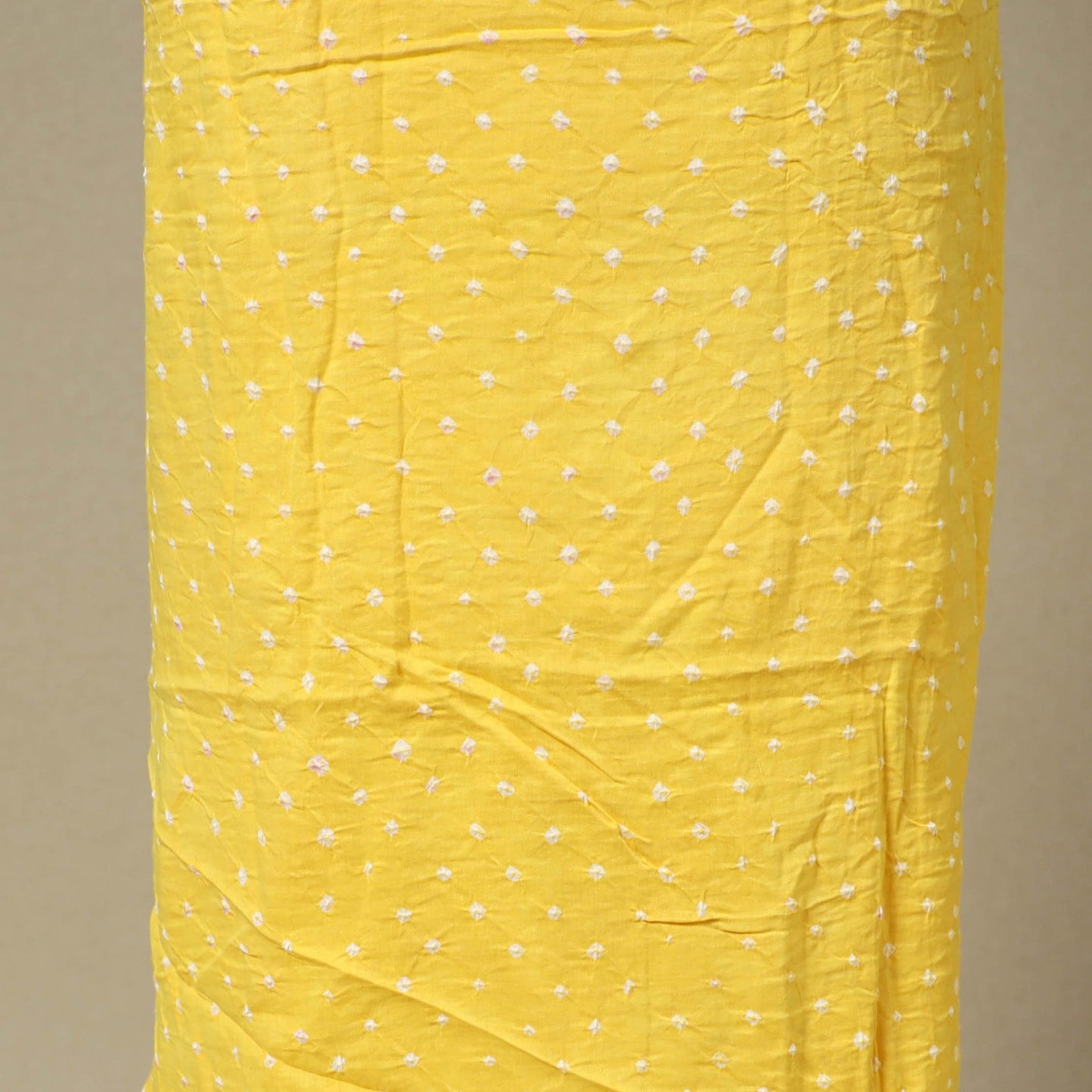 Yellow 2pc Unstitched Bandhani Dress Material with Jewellery Set