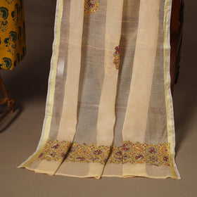 Yellow - 2pc unstitched dress material with jewellery set