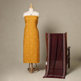 Yellow - 2pc unstitched jacquard dress material