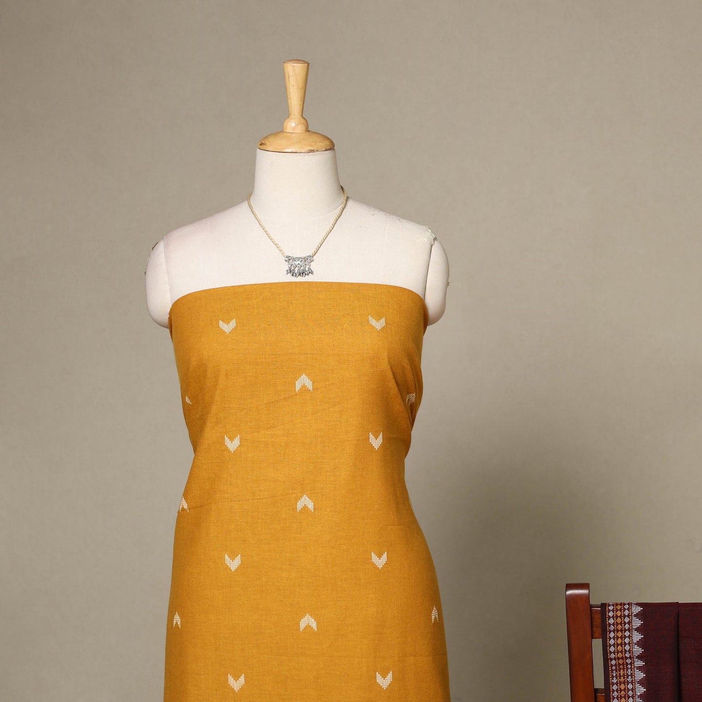 Yellow - 2pc unstitched jacquard dress material