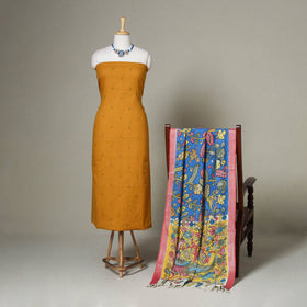 Yellow - 2pc unstitched jacquard dress material