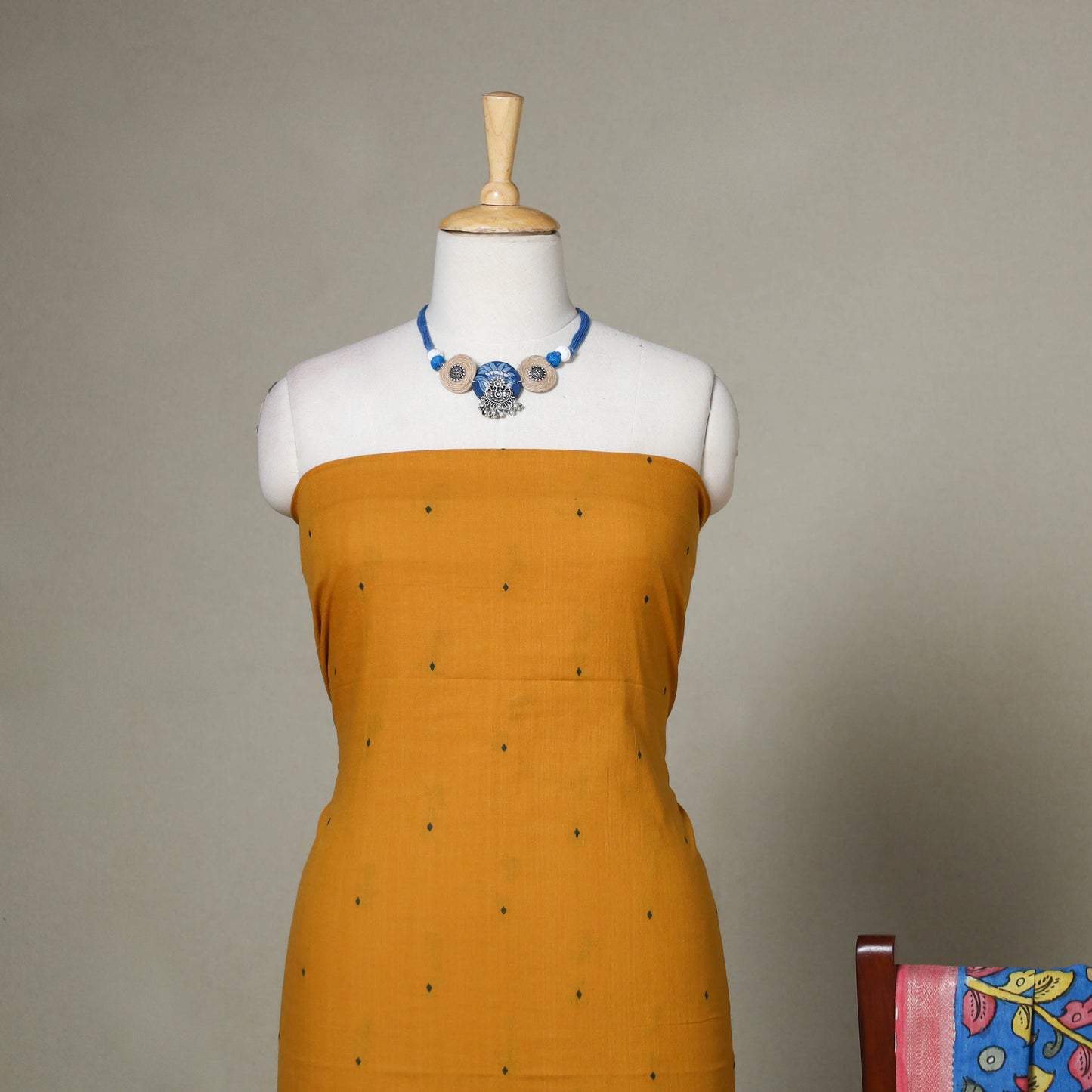 Yellow - 2pc unstitched jacquard dress material