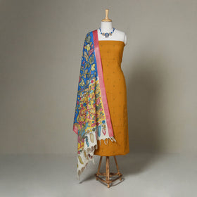 Yellow - 2pc unstitched jacquard dress material