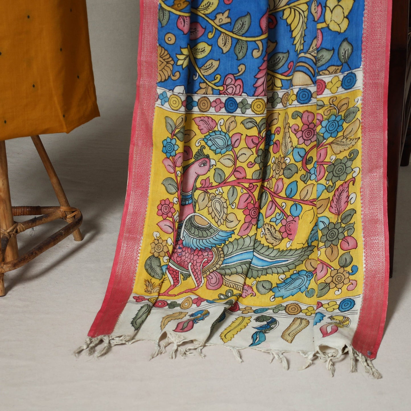 Yellow - 2pc unstitched jacquard dress material