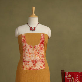 Yellow 2pc Unstitched Plain Dress Material with Jewellery Set