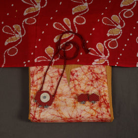Yellow 2pc Unstitched Plain Dress Material with Jewellery Set