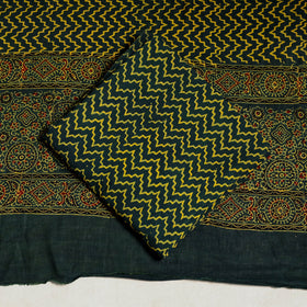 Yellow 3pc Block Print Cotton Ajrakh Dress Material