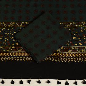 Yellow 3pc Block Print Natural Dyed Ajrakh Dress Material