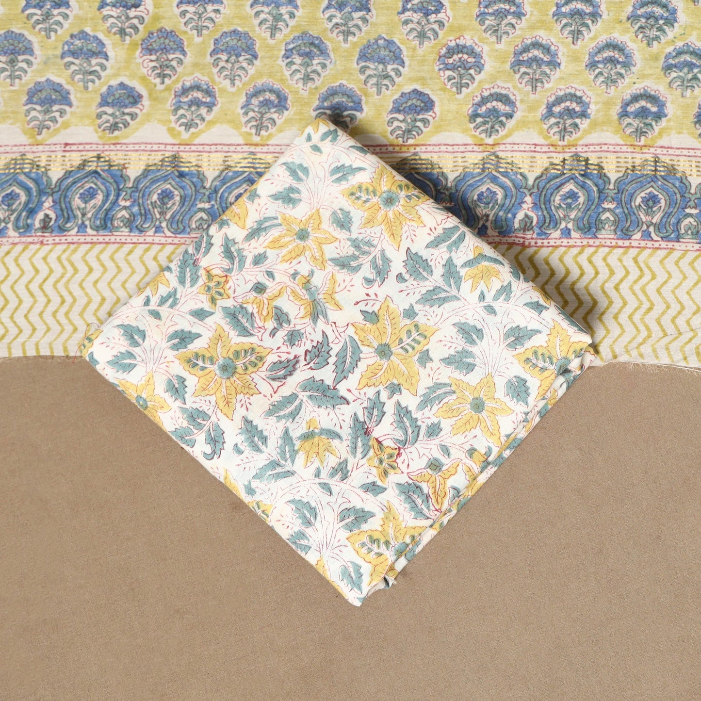 3pc chanderi silk unstitched hand sanganeri dress material