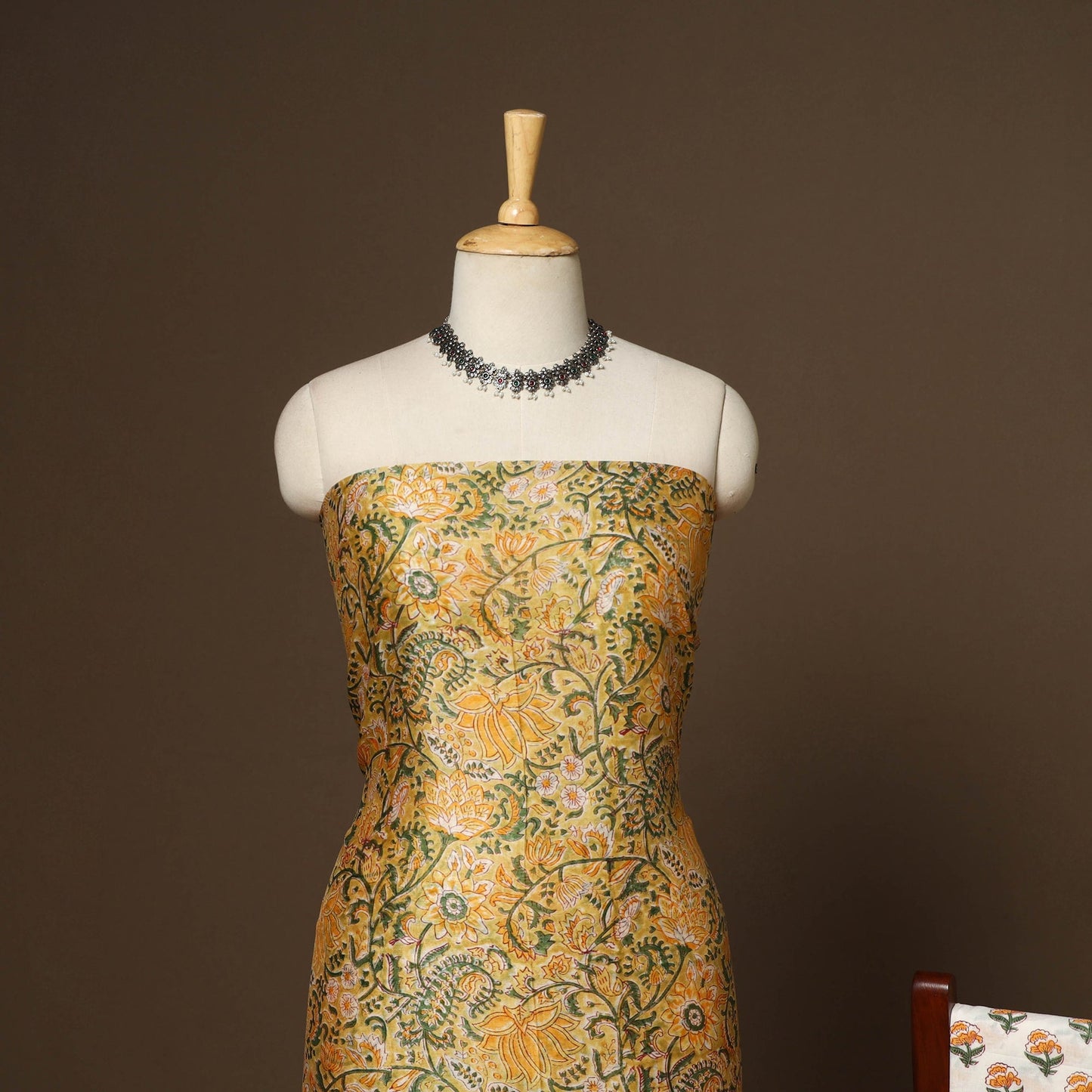 3pc chanderi silk unstitched hand sanganeri dress material