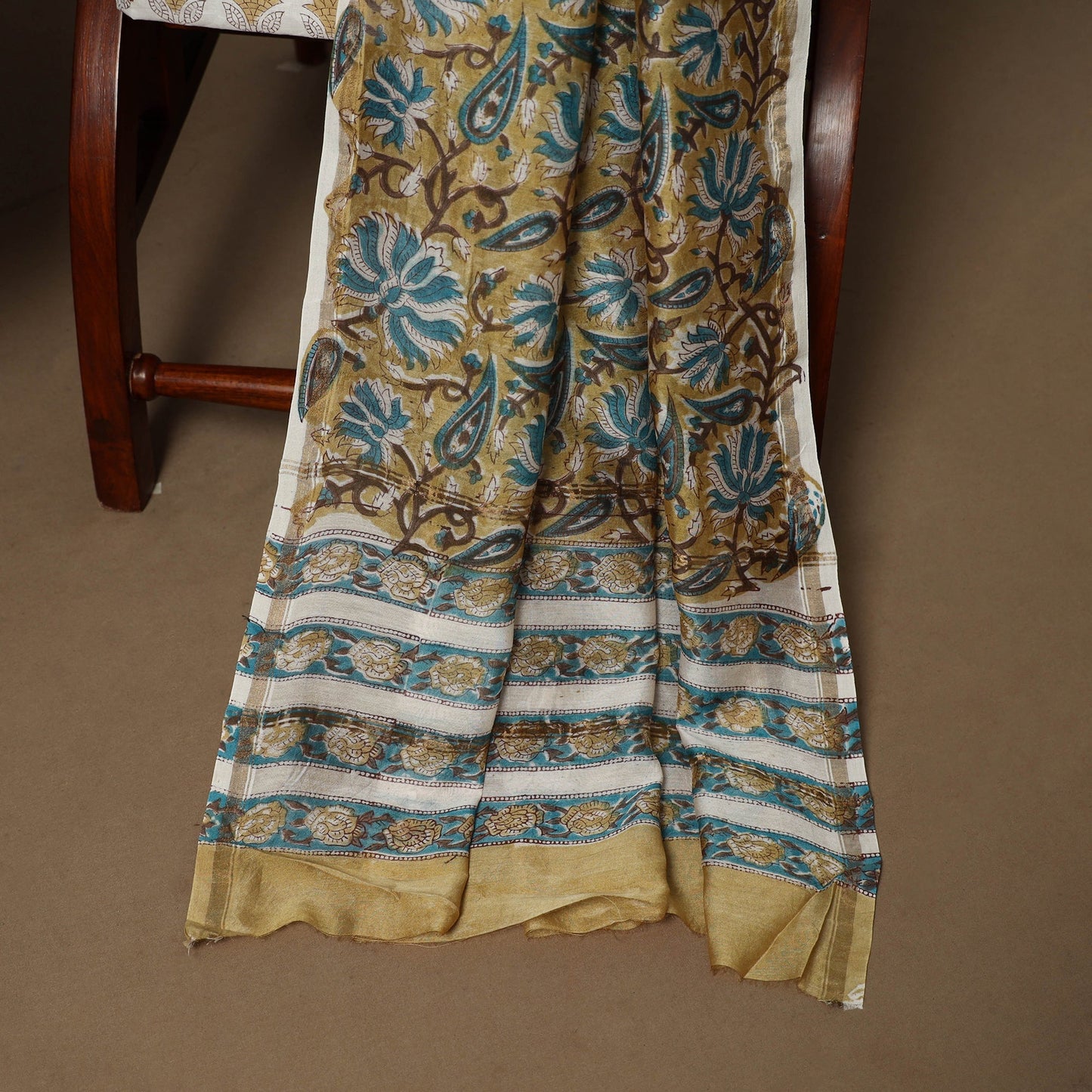 3pc chanderi silk unstitched hand sanganeri dress material