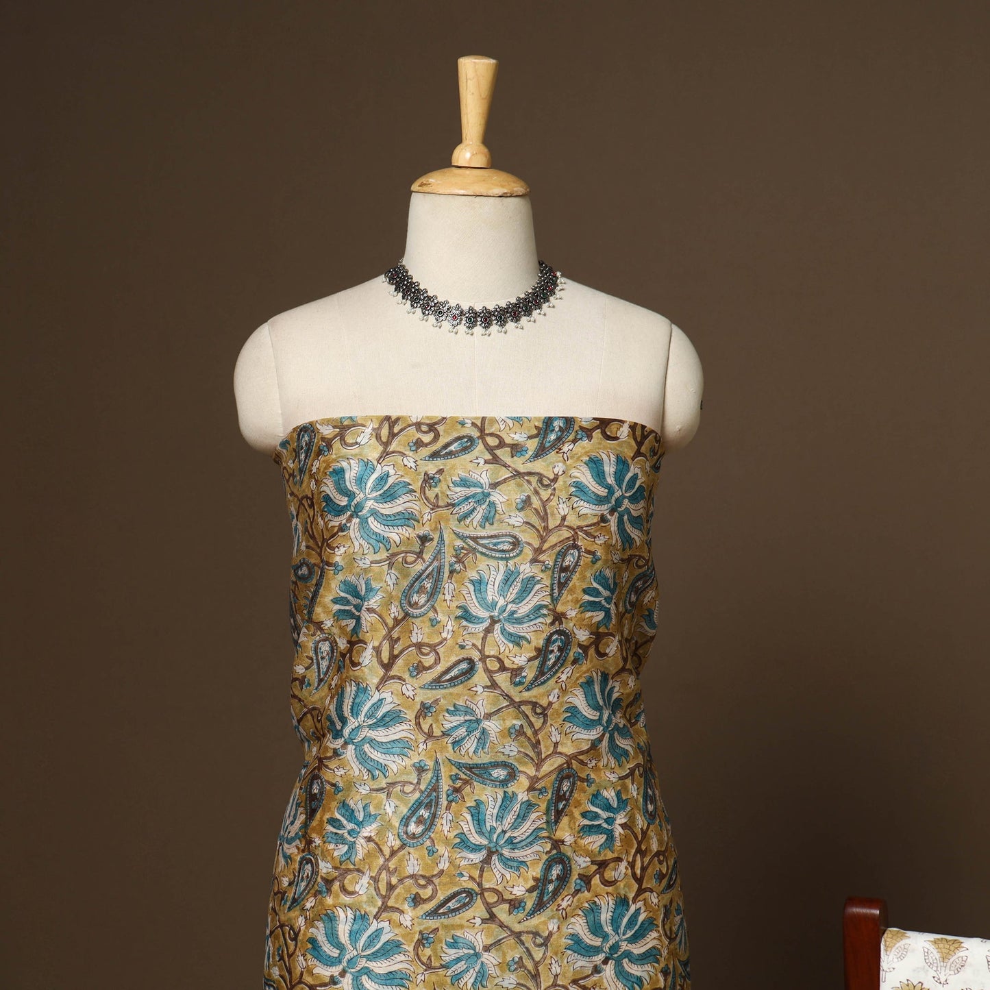 3pc chanderi silk unstitched hand sanganeri dress material