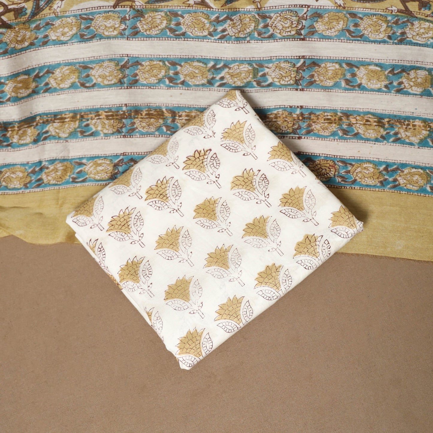 3pc chanderi silk unstitched hand sanganeri dress material