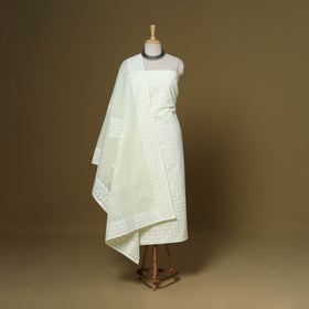 Yellow - 3pc cotton unstitched barmer applique cut work