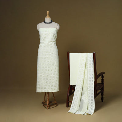 Yellow - 3pc cotton unstitched barmer applique cut work