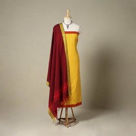 Yellow 3pc Cotton Unstitched Dharwad Dress Material