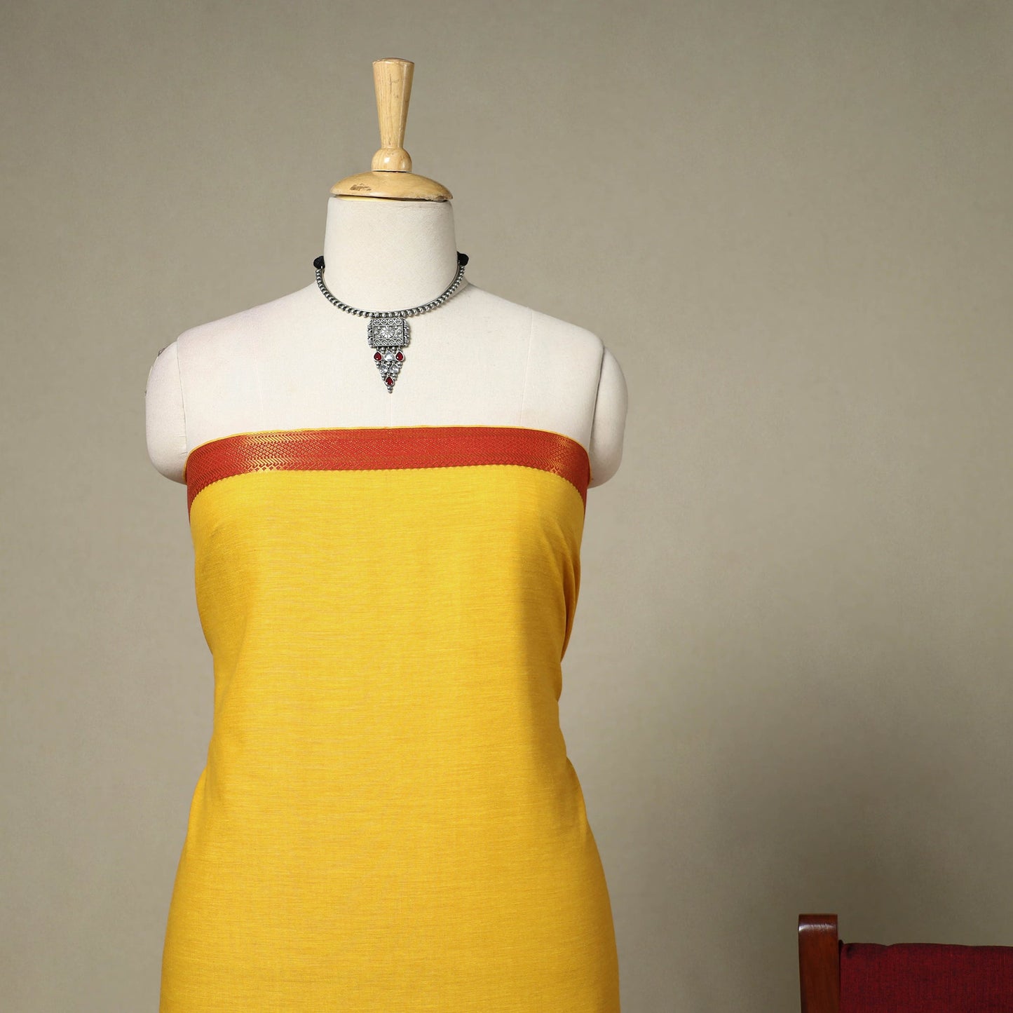 Yellow 3pc Cotton Unstitched Dharwad Dress Material