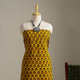 Yellow 3pc Block Print Cotton Ajrakh Dress Material