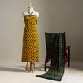 Yellow 3pc Block Print Cotton Ajrakh Dress Material
