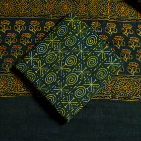 Yellow 3pc Block Print Cotton Ajrakh Dress Material