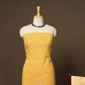 Yellow - 3pc cotton unstitched hand batik dress material 10