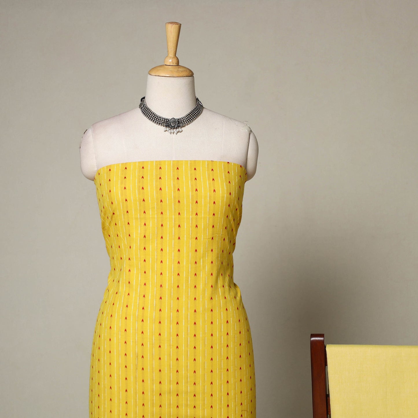 Yellow - 3pc cotton unstitched jacquard dress material 39