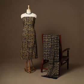 Yellow - 3pc cotton unstitched kutch batik dress material