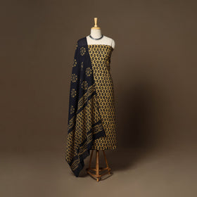 Yellow - 3pc cotton unstitched kutch batik dress material