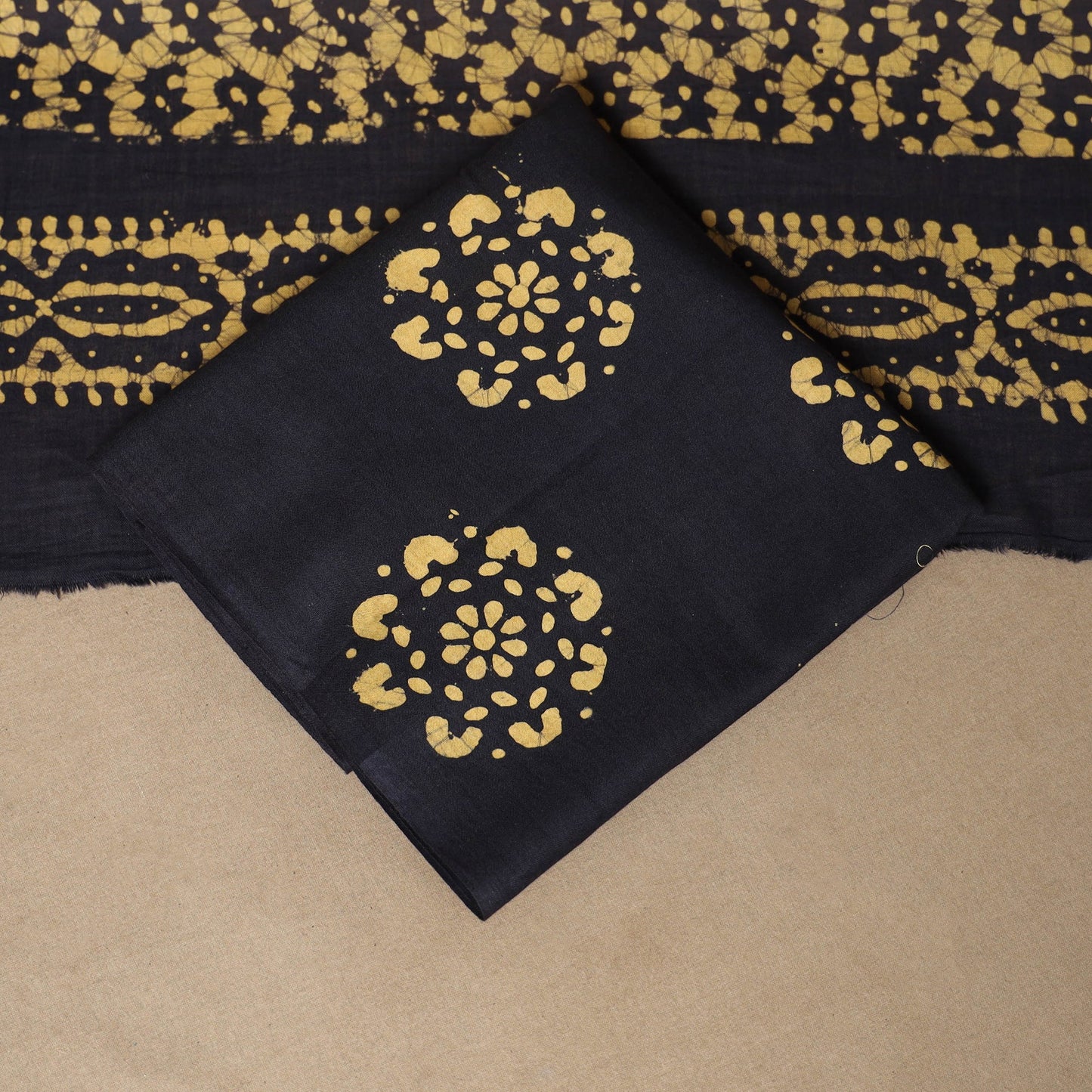 Yellow - 3pc cotton unstitched kutch batik dress material