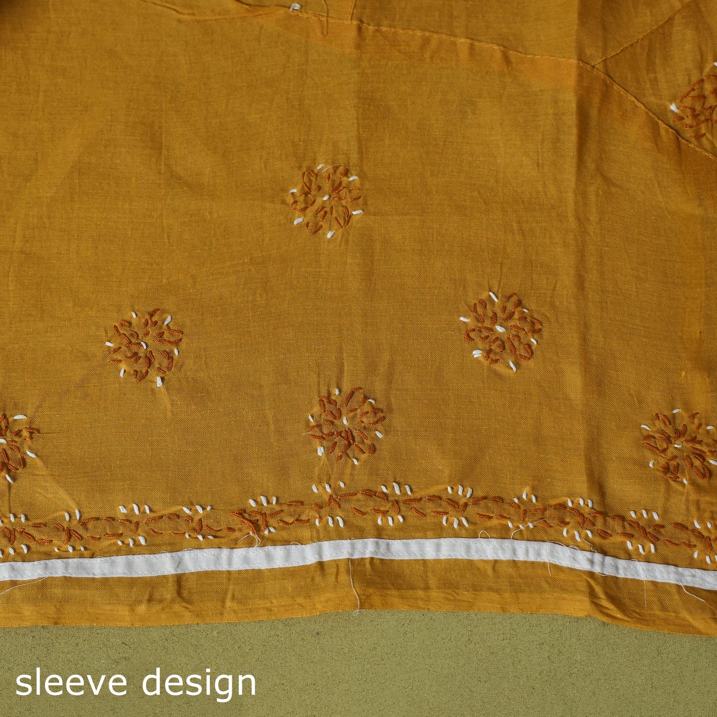 Yellow - 3pc hand embroidery cotton lucknow chikankari