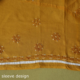 Yellow - 3pc hand embroidery cotton lucknow chikankari