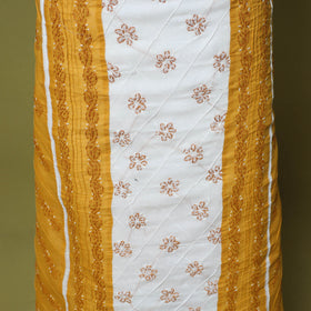 Yellow - 3pc hand embroidery cotton lucknow chikankari