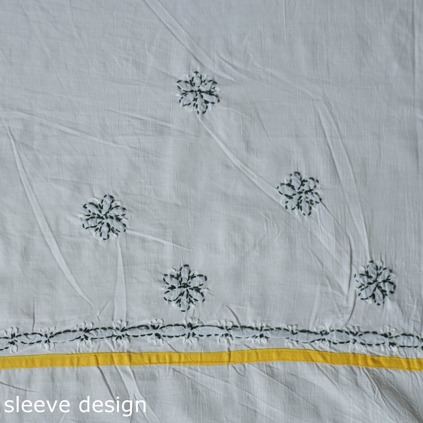 Yellow - 3pc hand embroidery cotton lucknow chikankari