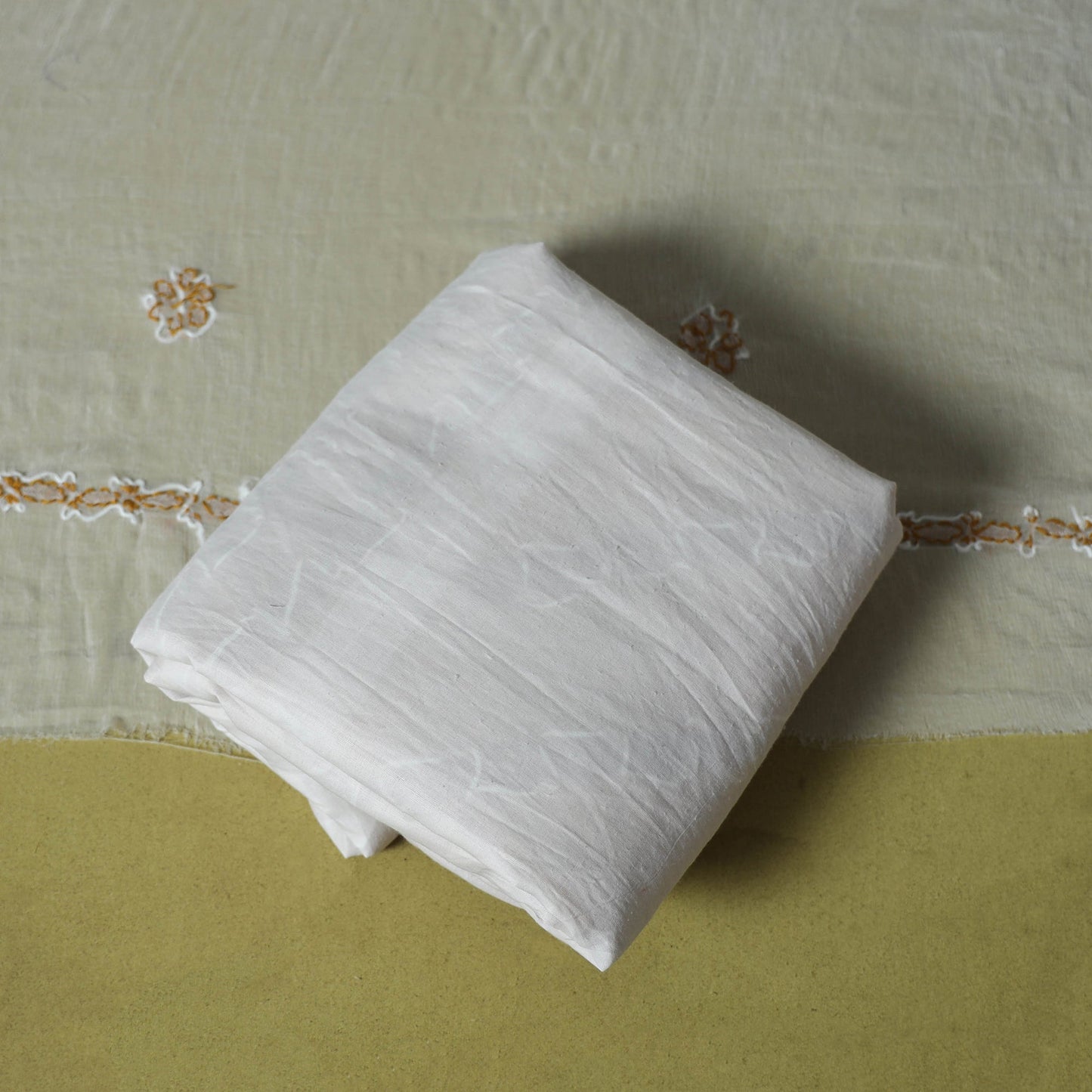 Yellow - 3pc hand embroidery cotton lucknow chikankari