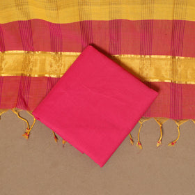 Yellow - 3pc handloom cotton unstitched mangalagiri dress