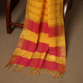 Yellow - 3pc handloom cotton unstitched mangalagiri dress