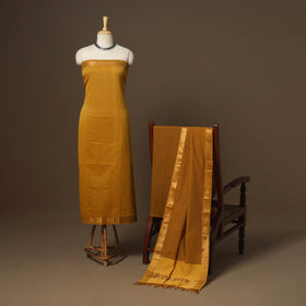 Yellow - 3pc handloom cotton unstitched mangalagiri dress