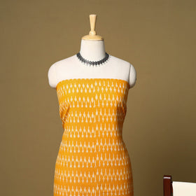 Yellow - 3pc handloom cotton unstitched pochampally ikat