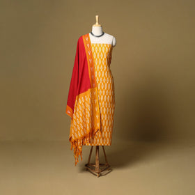 Yellow - 3pc handloom cotton unstitched pochampally ikat