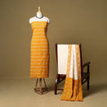 Yellow - 3pc handloom cotton unstitched pochampally ikat