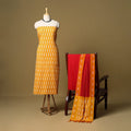 Yellow - 3pc handloom cotton unstitched pochampally ikat