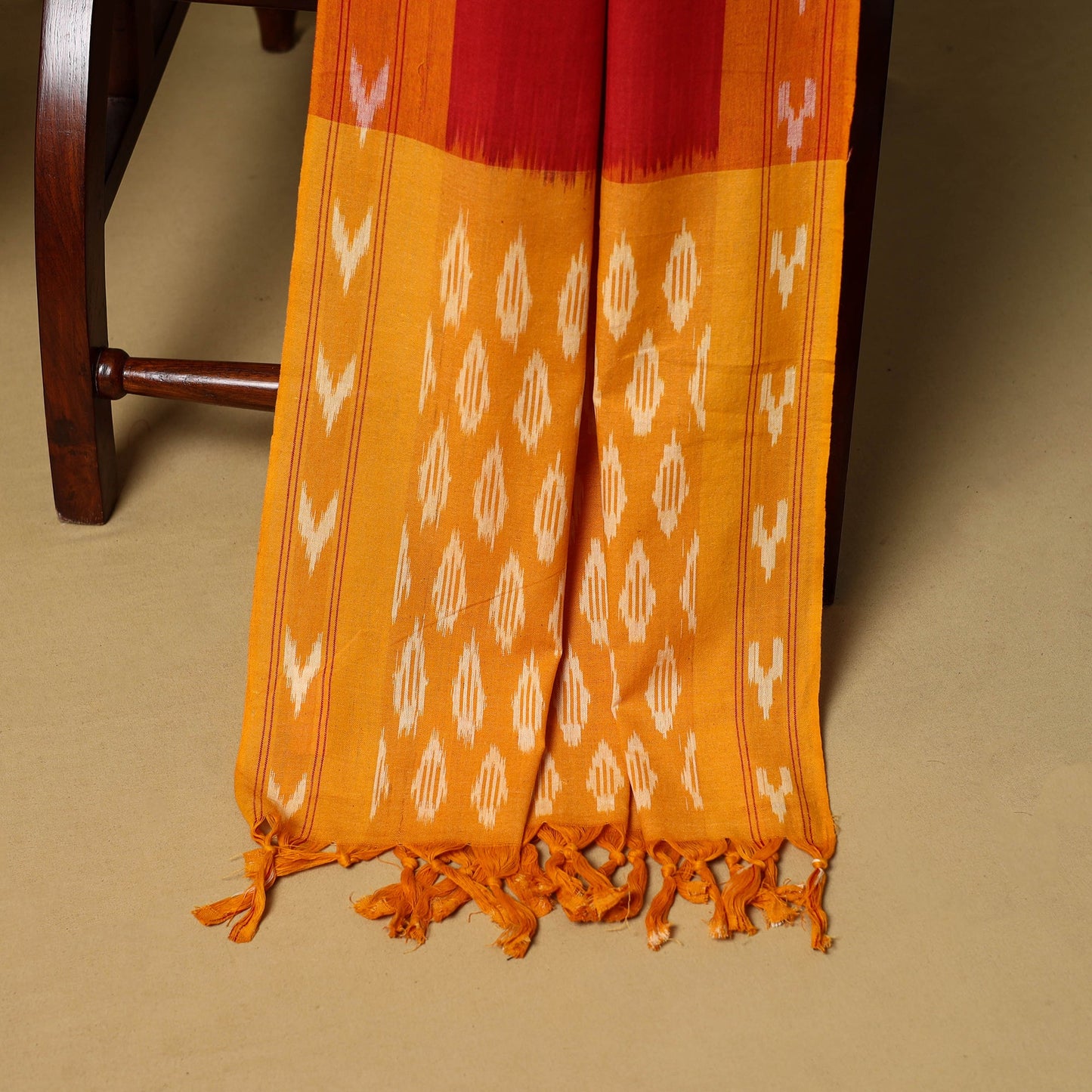 Yellow - 3pc handloom cotton unstitched pochampally ikat
