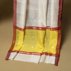 Yellow - 3pc handloom zari buti unstitched chanderi silk