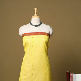 Yellow - 3pc handloom zari buti unstitched chanderi silk
