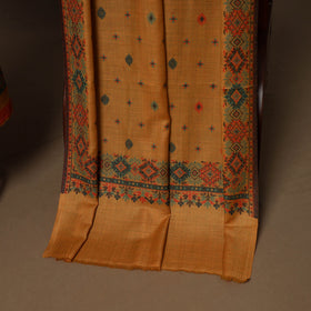 Yellow - 3pc jacquard weave merino wool unstitched dress