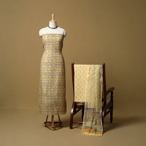 3pc kota doria cotton sanganeri unstitched dress material