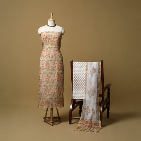 3pc kota doria cotton sanganeri unstitched dress material