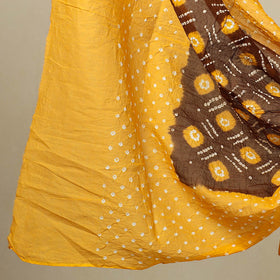 3pc Yellow Kutch Embroidered Cotton Bandhani Dress Material 